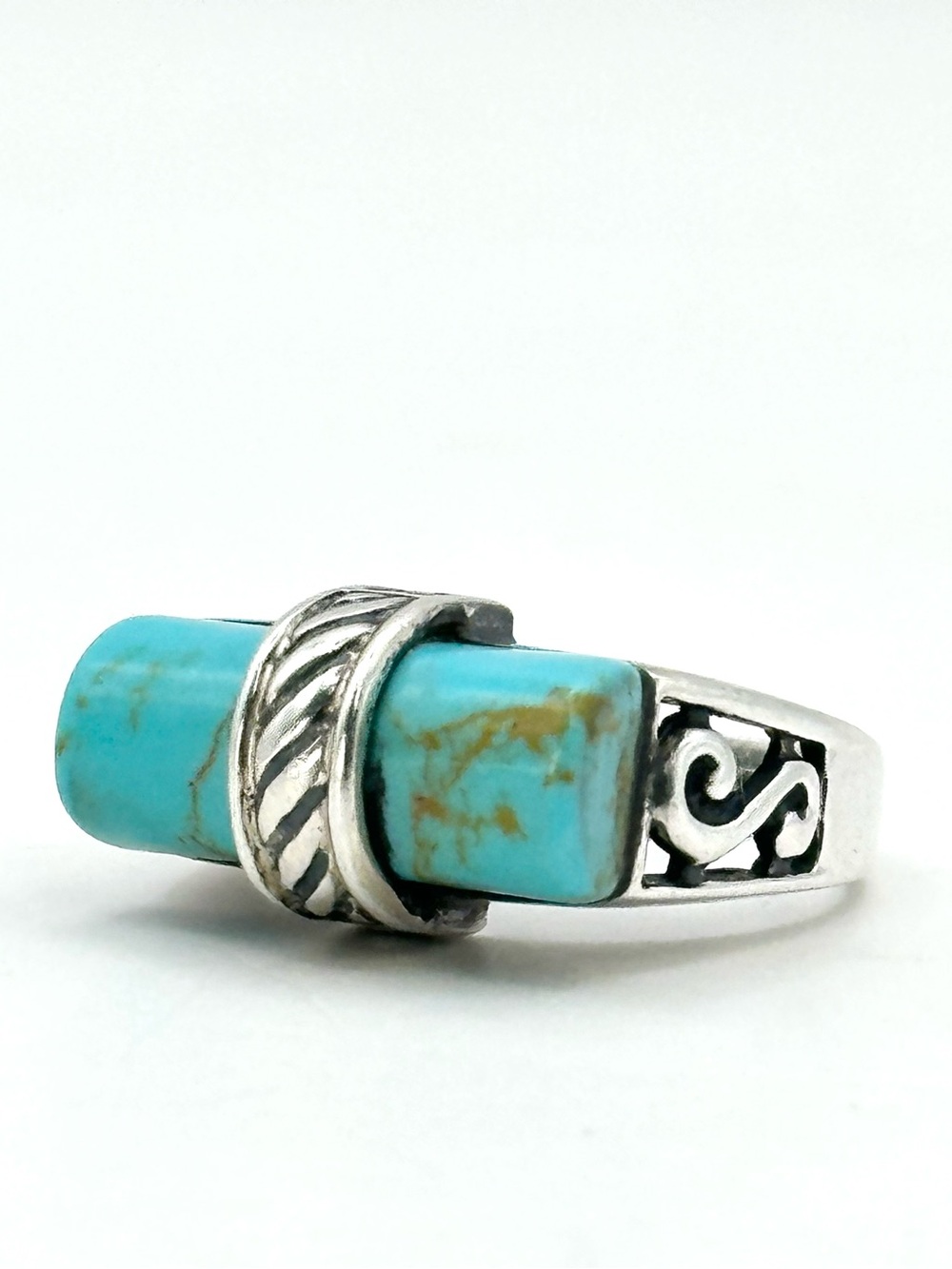 Vintage Southwestern Turquoise 925 Sterling Silver Ring 7.5
